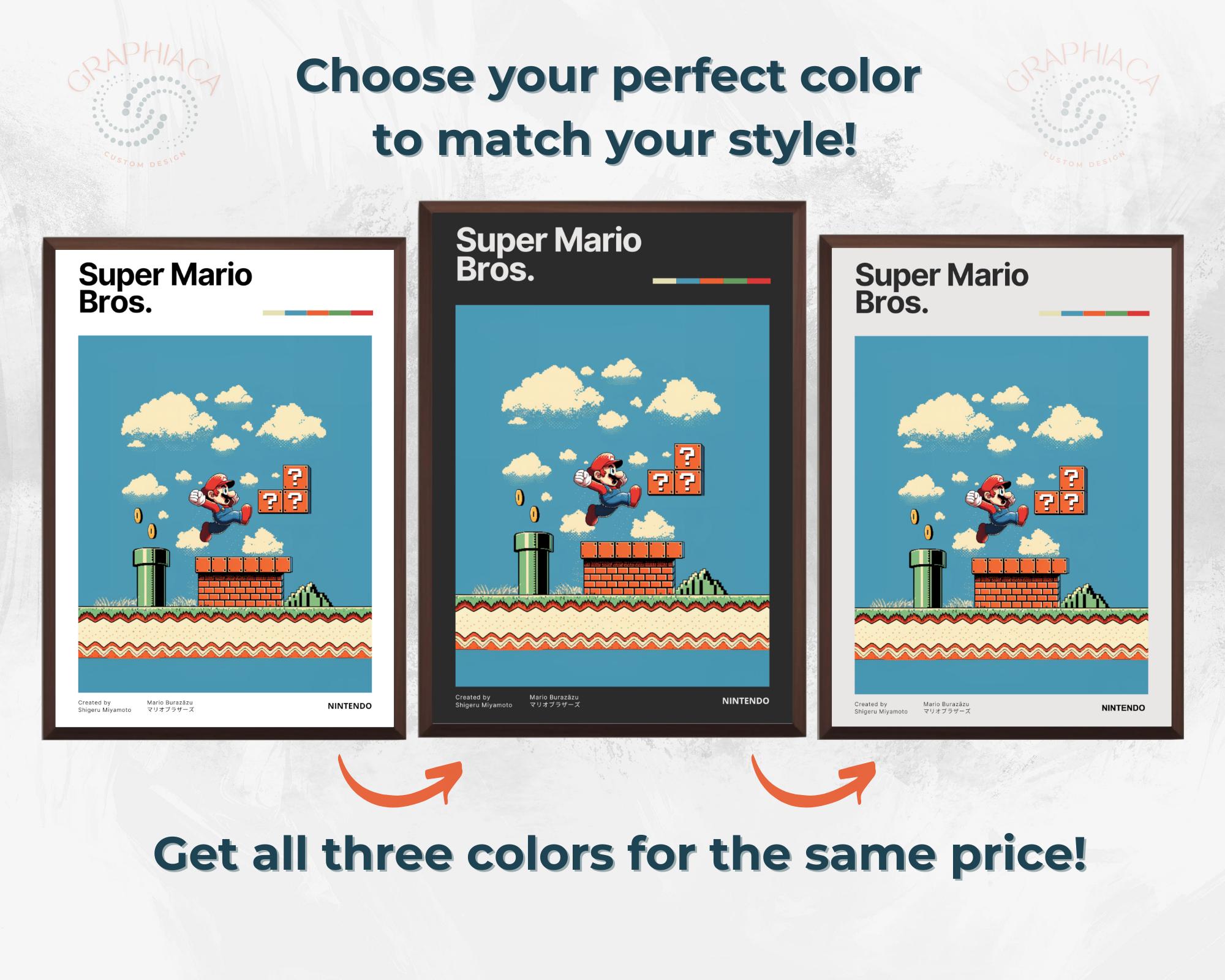 Super Mario Bros Poster for Gaming Room Decor: Vintage Video Game Print ...