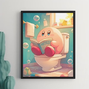 Poster di Kirby Dream Land, stampa artistica di Kirby, poster anime di Kirby, stampabile, decorazione murale di Kirby, arredamento per la casa, carta igienica, decorazione murale del WC