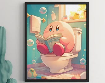 Kirby Dream Land Toilet Poster: Funny Cute Wall Art Print for Bathroom Decor
