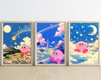 Kirby dream land poster, baby kirby, Cute kirby art print, Kirby Anime Poster, Printable Wall Art, Kirby Wall Art, nursery home decor
