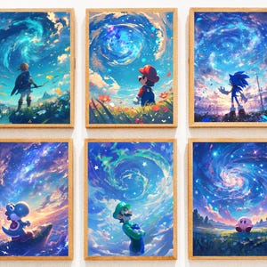 Video game posters, Mario and luigi art, Yoshi poster, Link from zelda wall art, Kirby, super smash bros characters art, Video game Bundle