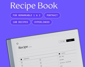 Recipe Book for reMarkable 2 · 180 Hyperlinked Recipe Pages (Digital Download)