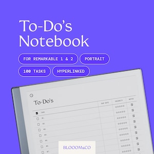 To-Do List Notebook for reMarkable 2, 100 hyperlinked tasks | Vertical Planner  | Goodnotes + Notability Compatible | Instant Download