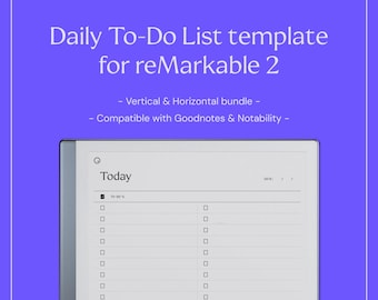 Modèle de liste de tâches quotidiennes pour reMarkable 2 · Vertical et horizontal (téléchargement numérique)