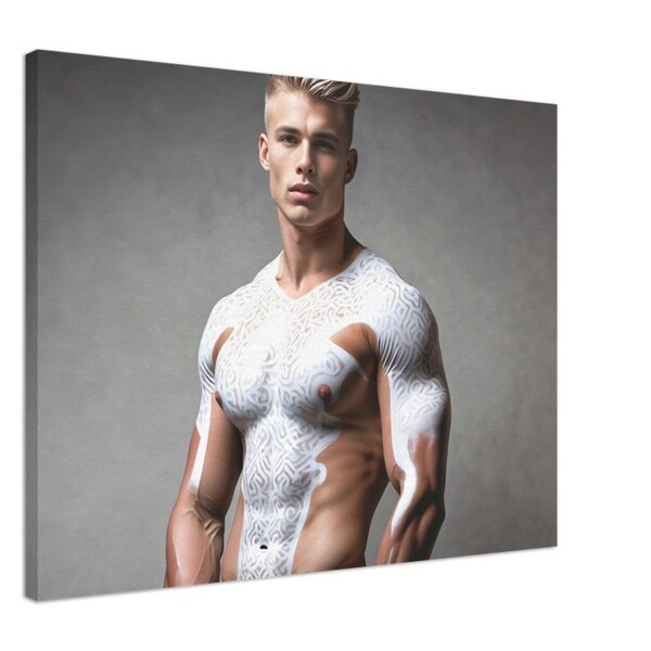 Jensen in White II - canvas - stunning gay male art featuring body painting, in a range of sizes