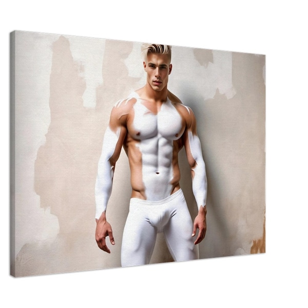 Jensen in White I - canvas - stunning gay male art in a range of sizes