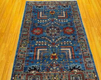 3x5 Blue Fine Bakshaish Medallion Rug - 100% Afghan Hand knotted Veg Dyes wool Rug - Living Room Rug | Bedroom Rug | Hand Knotted Afghan Rug