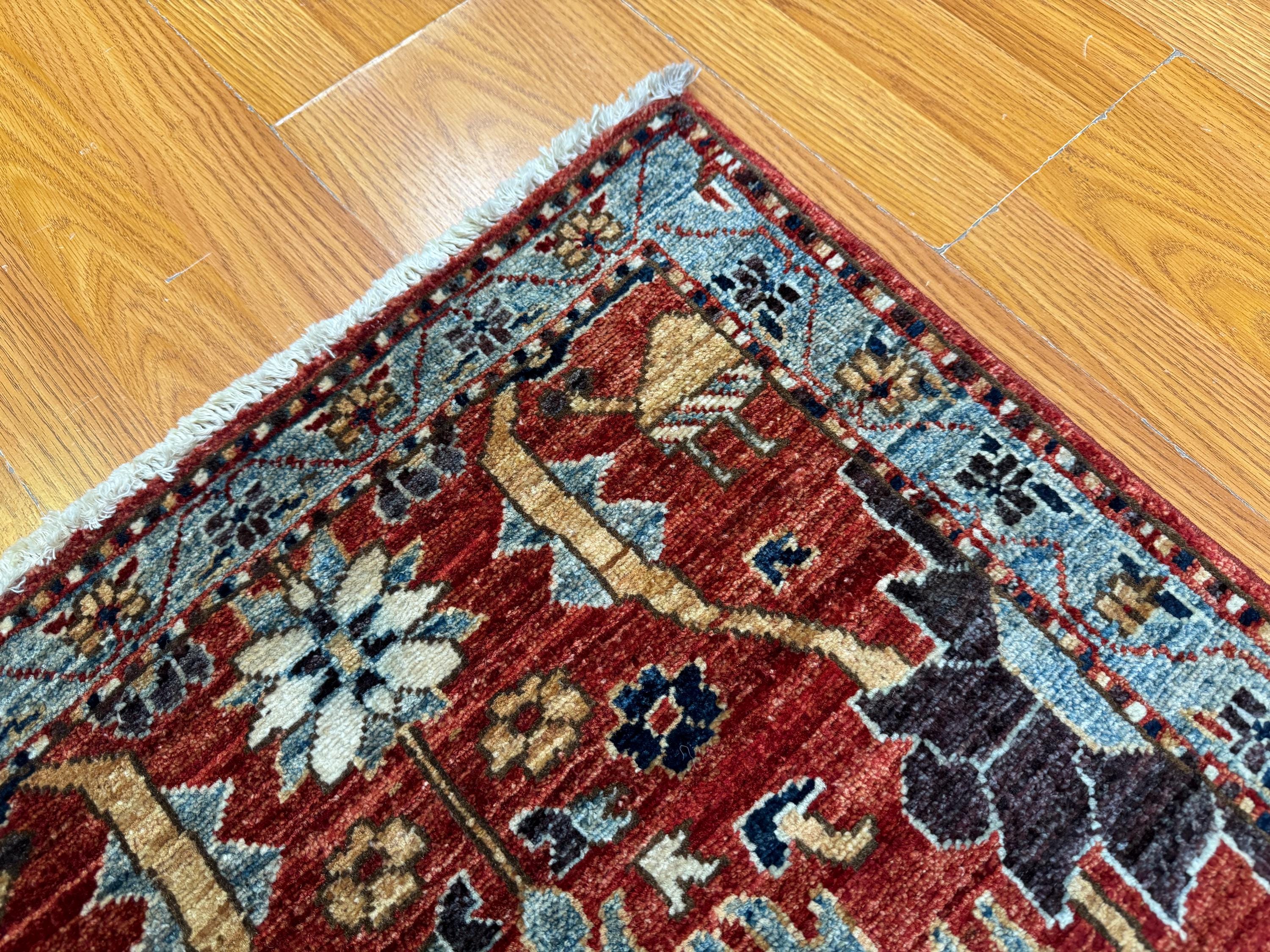 2x3 Red Harshang Rug - Afghan Hand Knotted Wool Rug - Small Accent Rug ...