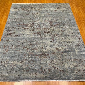 8 x 10 grijs modern vloerkleed - handgeknoopt tapijt van wol en zijde - hedendaags slaapkamertapijt - dik wollen tapijt - woondecoratie - slaapkamertapijt - 7&#39;10&quot;x10&#39;
