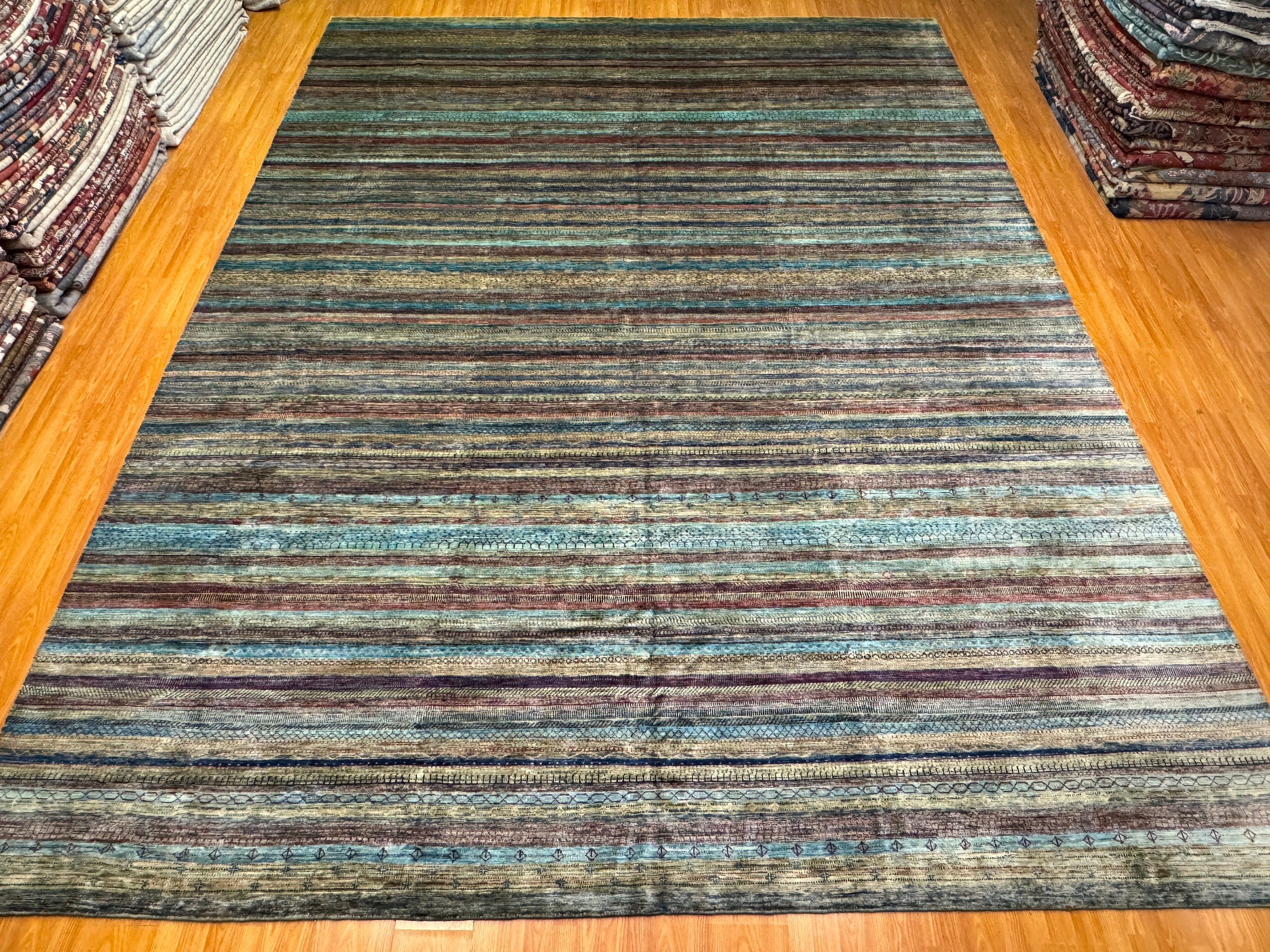 12x16 Ft Multicolor Gabbeh Rug - Hand Knotted Tribal Wool Rug - Palace ...