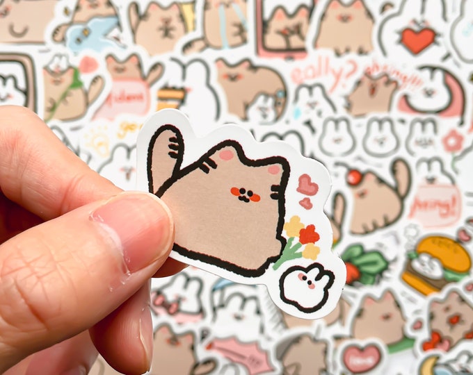 10 Cute Mini Cat Rabbit Stickers