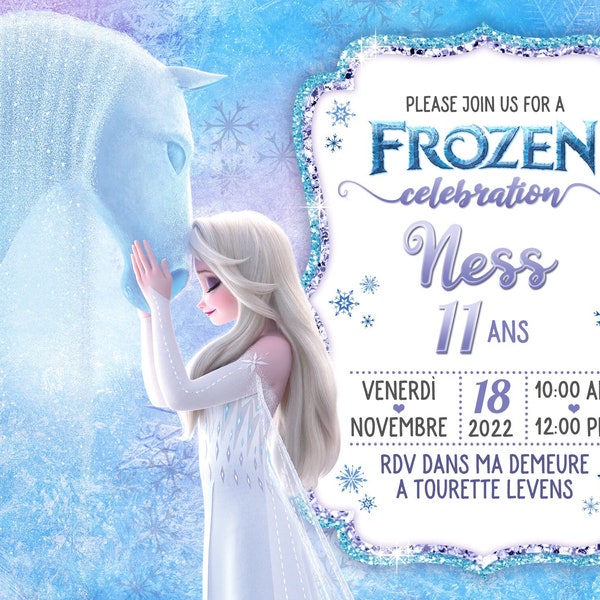 Impression carte d'anniversaire enfants dessin animée (reine des neiges, princesse, pat patrouille, ...) enveloppes et maquette offerte