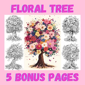 100 Flower Coloring Pages: Botanical Art for Adults & Kids (digital ...