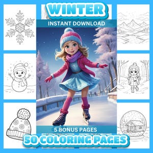 50 Winter Coloring Pages | For Kids and Adults | Holiday Coloring | Winter Scenes | Winter Animals | Winter Activity | Winter Wonderland