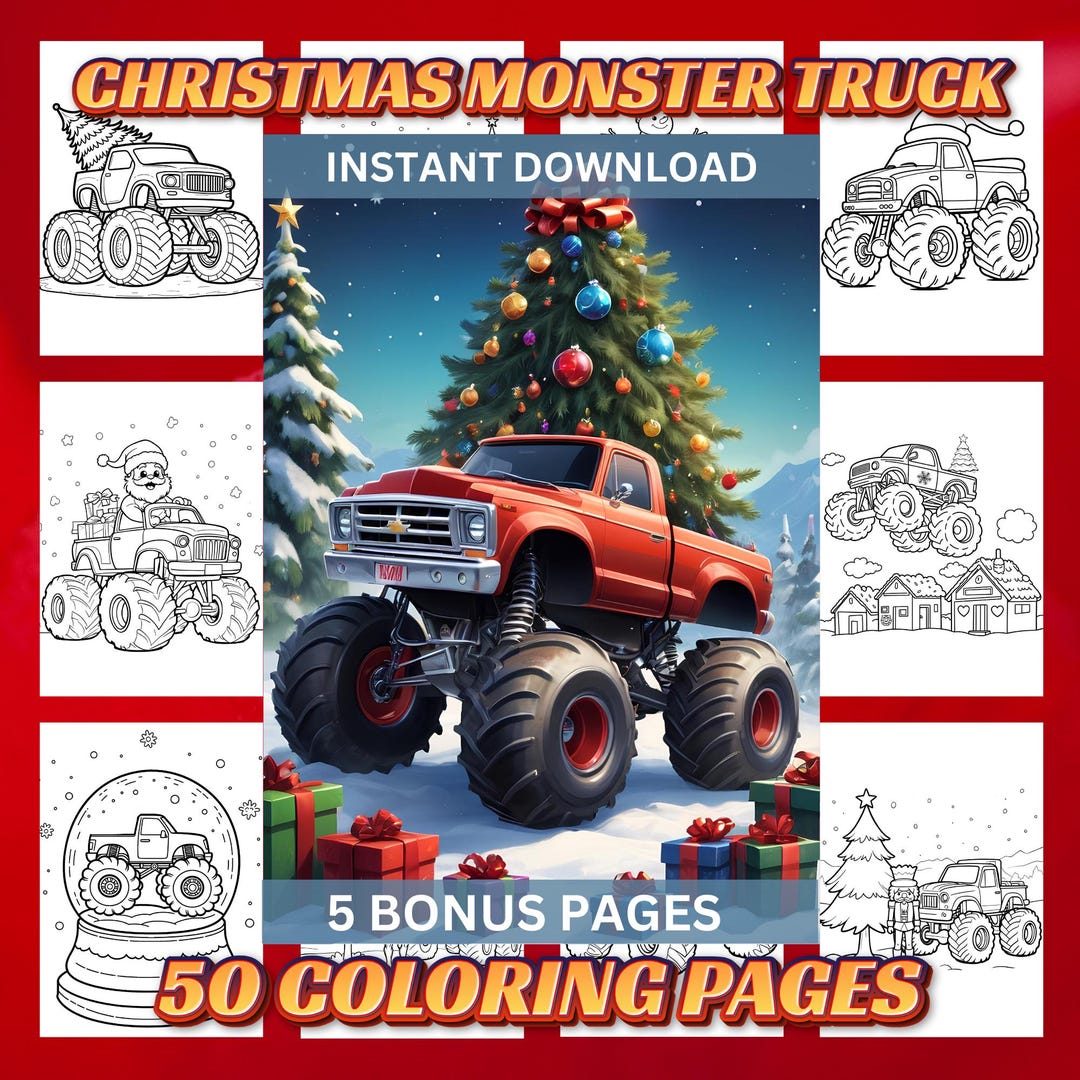 50 Christmas Monster Truck Coloring Pages | Monster Truck Coloring ...