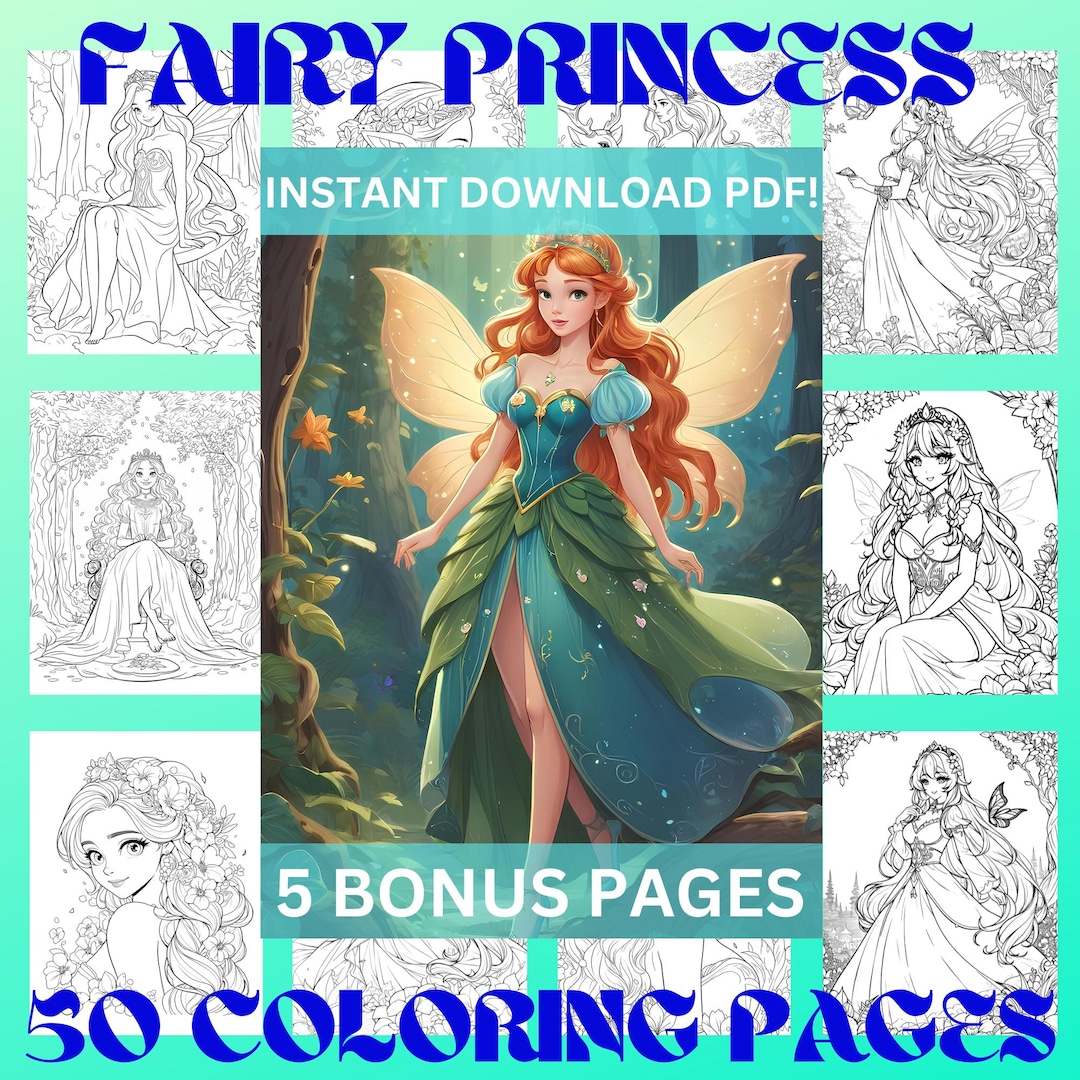 50 Fairy Princess Coloring Pages for Kids and Adults | Enchanting ...