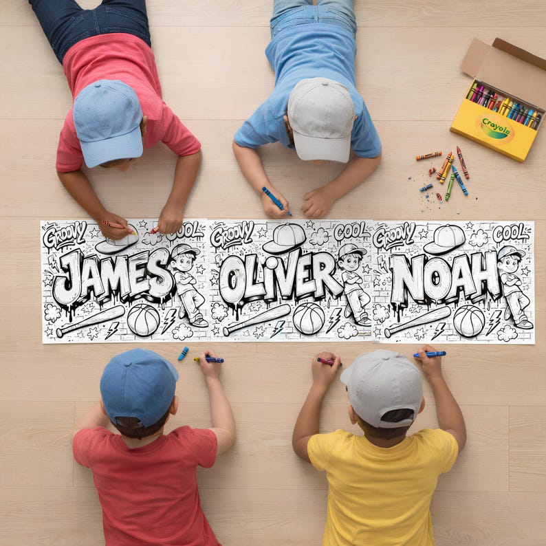 Custom Name Graffiti Coloring Page, kids activity page, boy Birthday Gift, Graffiti Name Sign, custom name coloring, graffiti coloring, custom coloring, coloring name tags, kids coloring page, birthday coloring, girls party activity, students coloring, classroom coloring, sleepover printable, custom name, custom pattern name
