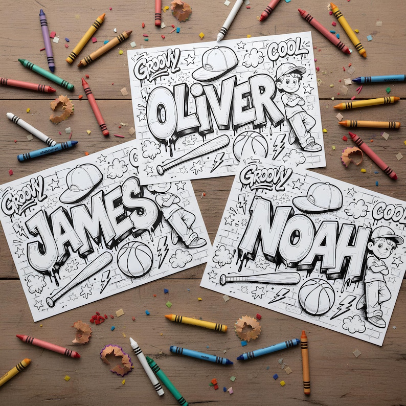 Custom Name Graffiti Coloring Page, kids activity page, boy Birthday Gift, Graffiti Name Sign, custom name coloring, graffiti coloring, custom coloring, coloring name tags, kids coloring page, birthday coloring, girls party activity, students coloring, classroom coloring, sleepover printable, custom name, custom pattern name
