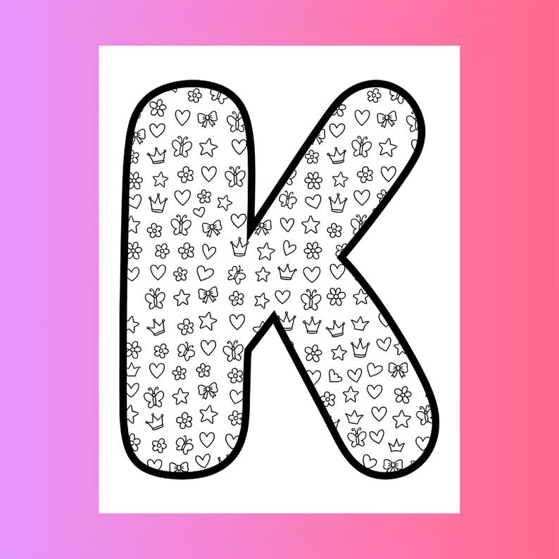 Printable Doodle Alphabet Coloring Pages for Kids | Kawaii Bubble ...