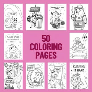 50 Sarcastic Animals Coloring Pages, Сute Animal Coloring, Funny Animal Quotes