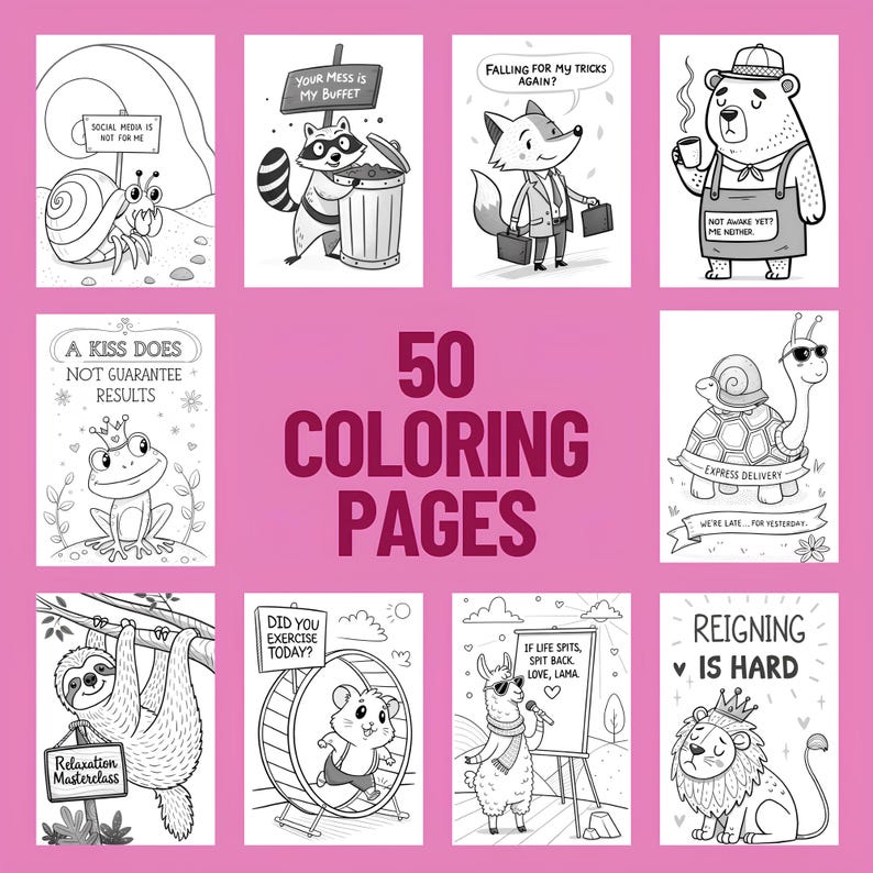 50 Sarcastic Animals Coloring Pages, Сute Animal Coloring, Funny Animal Quotes