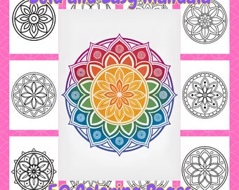 50 Easy Mandala Coloring Pages: Stress Relief and Mindful Relaxation for Adults & Kids (PDF Download)