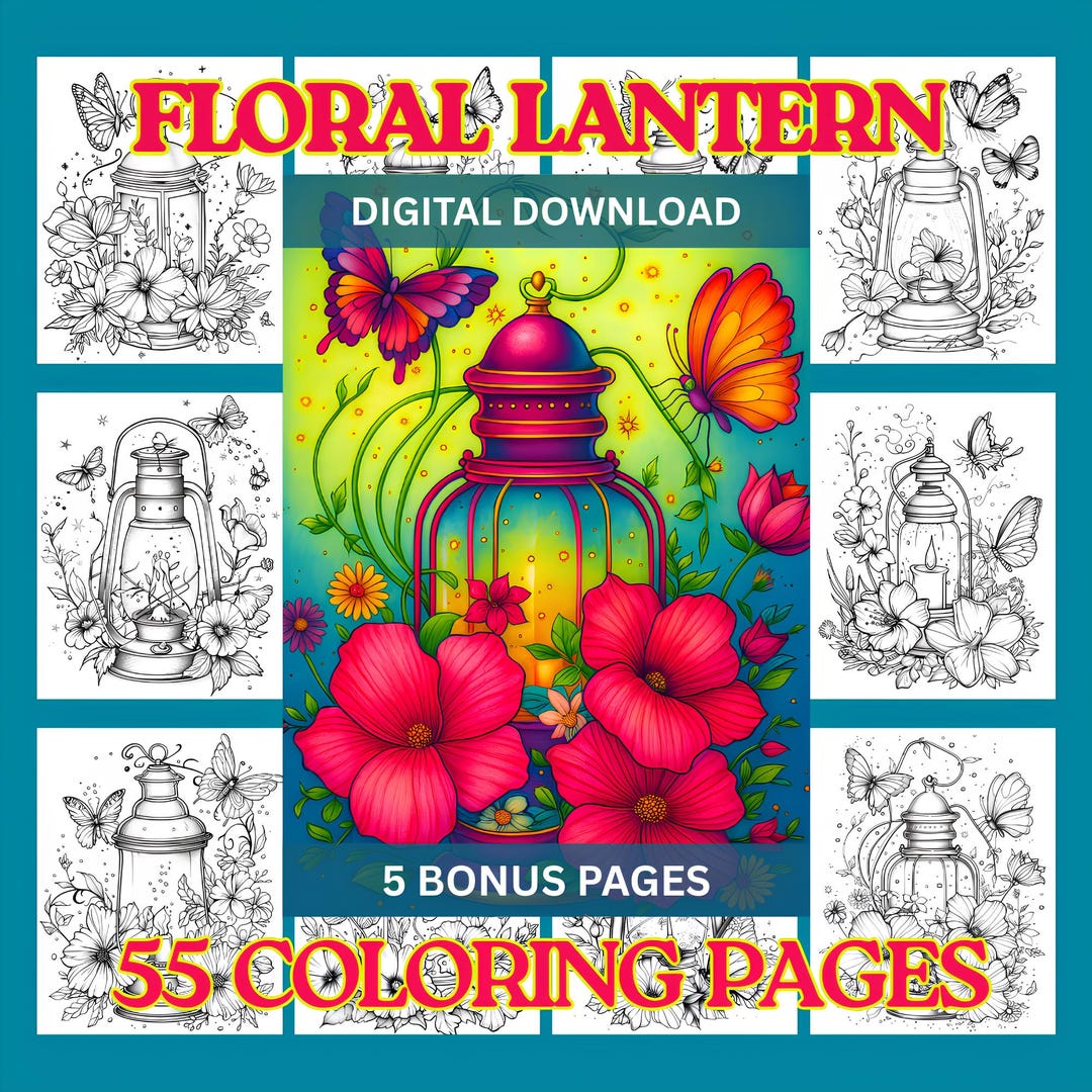 55 Floral Lantern Coloring Pages, Floral Coloring, Blooming Coloring ...