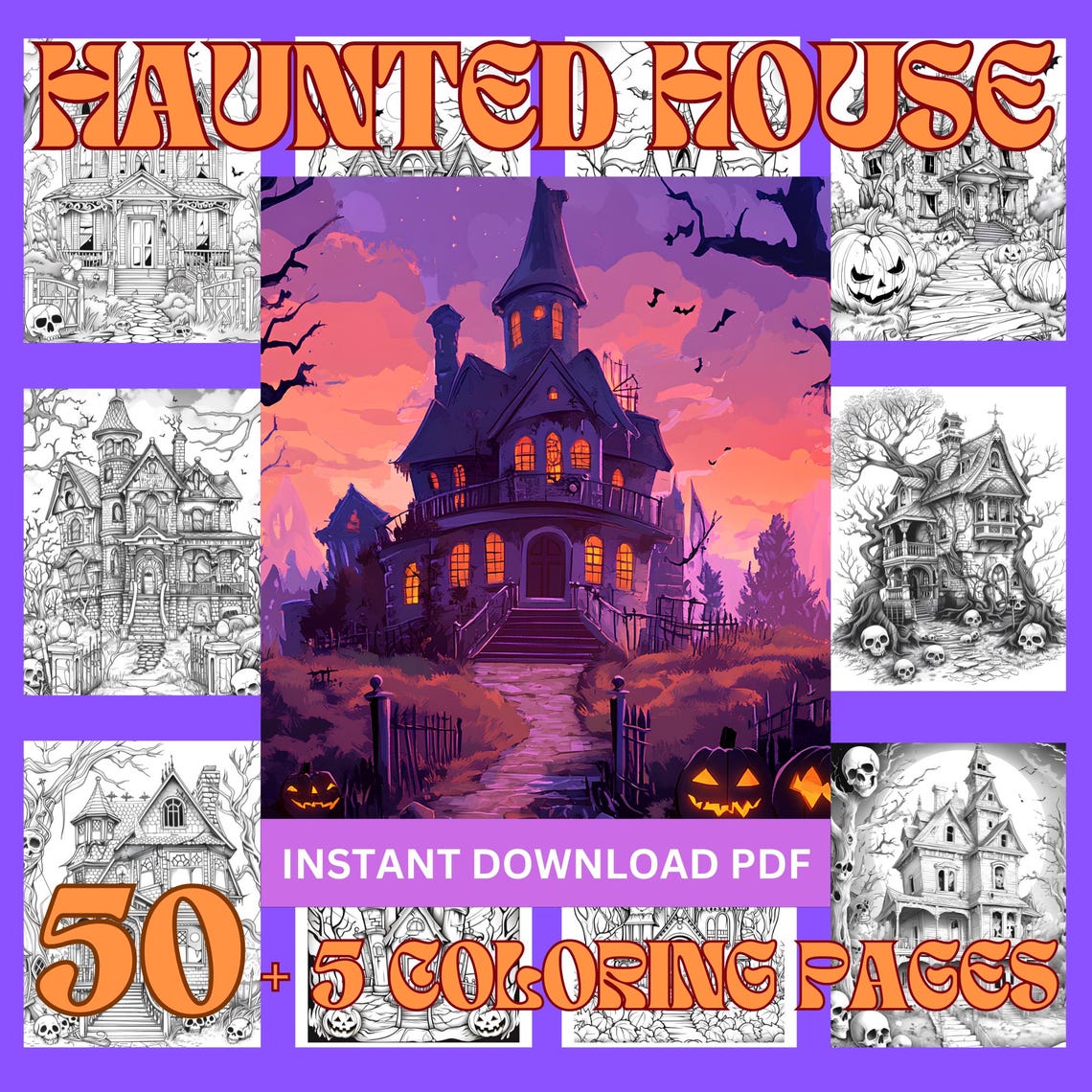 50 Haunted House Coloring Pages for Adults Scary House Coloring Sheet