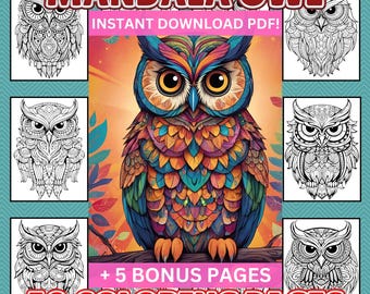 Owl Mandala Coloring Pages: 50 Printable Designs for Relaxation (PDF Download)