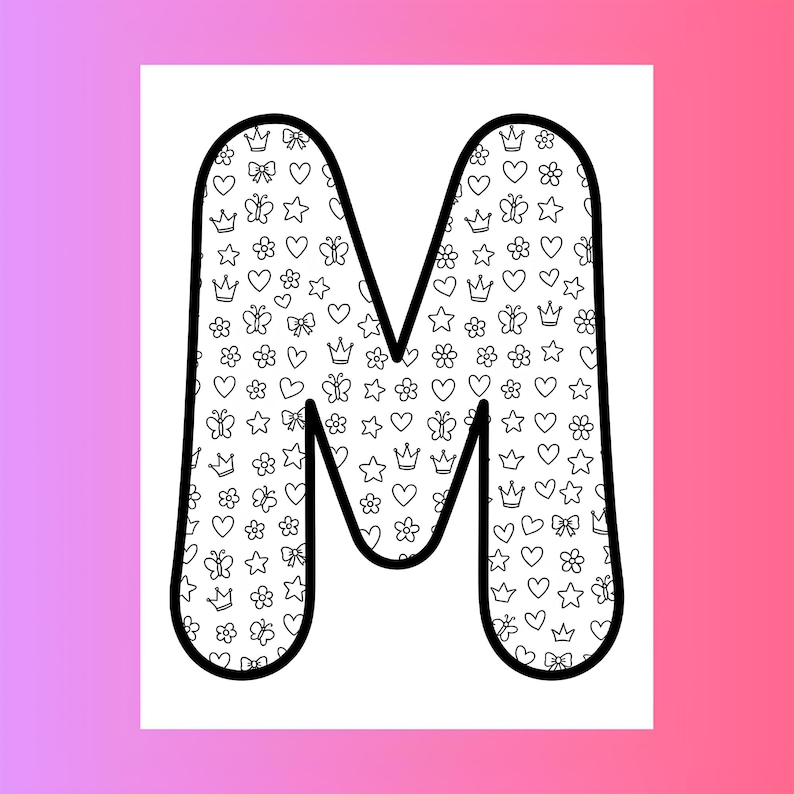 Printable Doodle Alphabet Coloring Pages for Kids | Kawaii Bubble ...