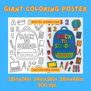 Personalized Giant Coloring Poster: Back to School Activity (Digital Download)