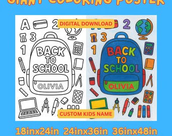 Personalized Giant Coloring Poster: Back to School Activity (Digital Download)