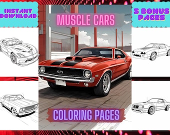 Muscle Car Coloring Pages: 50 Classic Hot Rods (Printable PDF)