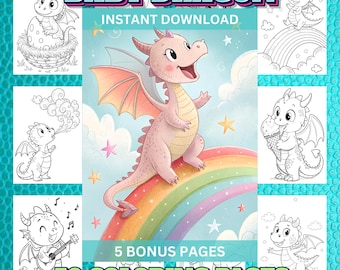 50 Baby Drache Malvorlagen für Kinder | Drachen Ausmalen | Niedliche Malvorlagen | Fantasie | Comic | Mutig und einfach | Sofortdownload