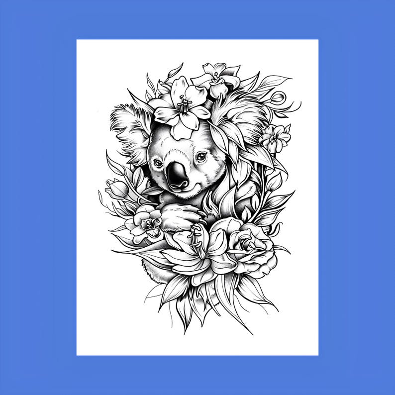 50 Floral Animal Coloring Pages, animal coloring