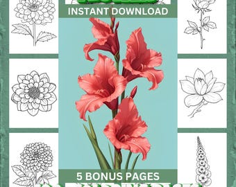 100 Flower Coloring Pages: Bloom & Botanical Designs (Digital Download)