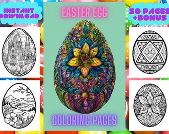 50 Easter Egg Coloring Pages, Printable Easter Eggs, Easter Egg Coloring Sheets, Easter Printable, Egg Coloring, easter egg colouring pages