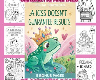 Sarcastic Animals Coloring Pages: Funny Grayscale Illustrations (Digital Download)