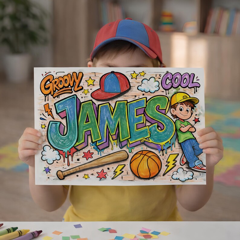 Custom Name Graffiti Coloring Page, kids activity page, boy Birthday Gift, Graffiti Name Sign, custom name coloring, graffiti coloring, custom coloring, coloring name tags, kids coloring page, birthday coloring, girls party activity, students coloring, classroom coloring, sleepover printable, custom name, custom pattern name