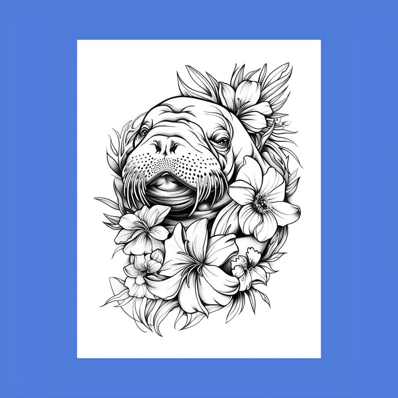50 Floral Animal Coloring Pages, animal coloring