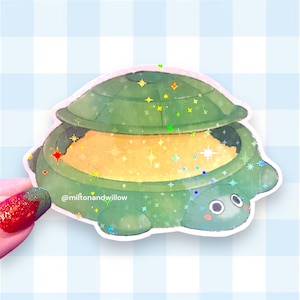 Sticker tortue bac à sable : sticker holographique arc-en-ciel scintillant tortue bac à sable nostalgique
