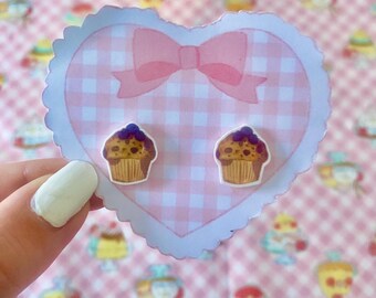 Blueberry Muffin Handmade Stud Earrings