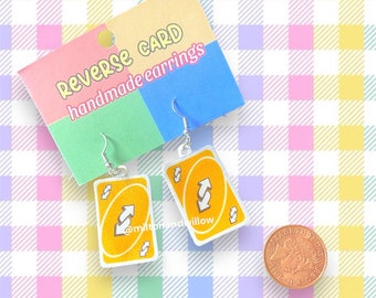 Yellow Reverse Card Meme Handmade Plastic Earrings