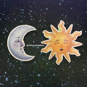 Ensemble d'autocollants soleil et lune - Stickers gothiques soleil et lune fantaisiste des années 80