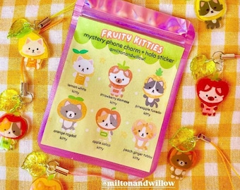 Fruity Kitties Phone Charm Blind Bag: Kawaii Cat with Fruit Hat