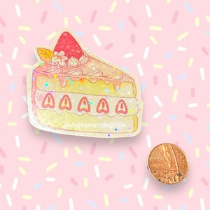 Sticker gâteau aux fraises - Holographique