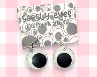 Wackelauge Ohrringe: Handmontierte versilberte bewegliche Auge Schmuck
