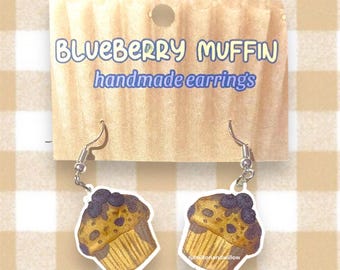 Handmade Blueberry Muffin Earrings: Kawaii Cottagecore Jewelry
