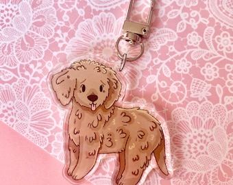 コッカープー アクリルキーホルダー – シルバー留め金付きかわいい子犬