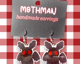 Kawaii Mothman-oorbellen: handgemaakte Cryptid Halloween-oorbellen